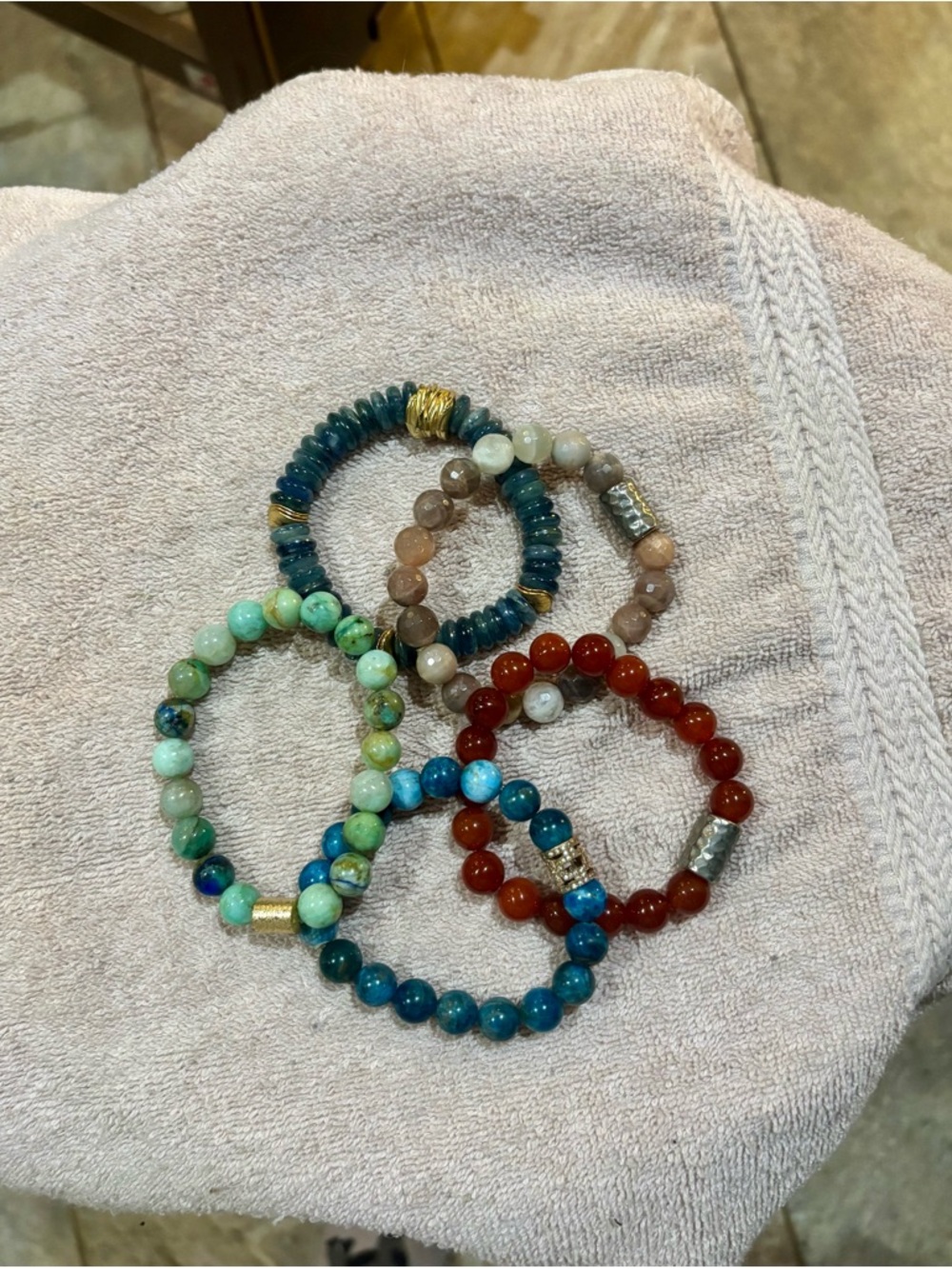 Multicolor Beaded Stack Bracelet Set with Gold Accents - Picture 8 of 8